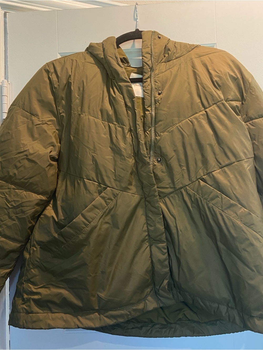 Women’s Madewell Olive Hooded Puffer Jacket